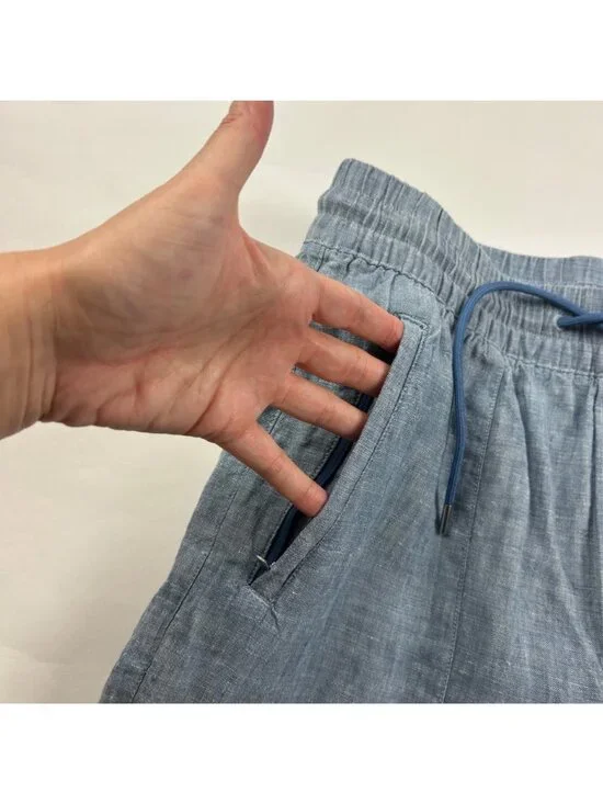 Athleta Light Blue Chambray Cabo Linen Wide Leg Pull On Pant 4 - Picture 3 of 8